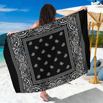 Black And White Paisley Bandana Print Beach Sarong Wrap