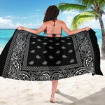 Black And White Paisley Bandana Print Beach Sarong Wrap