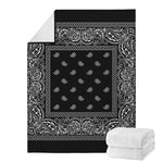 Black And White Paisley Bandana Print Blanket