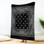 Black And White Paisley Bandana Print Blanket