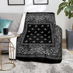 Black And White Paisley Bandana Print Blanket
