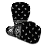 Black And White Paisley Bandana Print Boxing Gloves