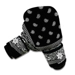 Black And White Paisley Bandana Print Boxing Gloves