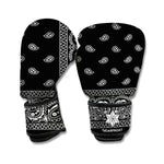 Black And White Paisley Bandana Print Boxing Gloves