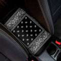 Black And White Paisley Bandana Print Car Center Console Cover