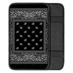 Black And White Paisley Bandana Print Car Center Console Cover