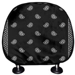 Black And White Paisley Bandana Print Car Headrest Covers