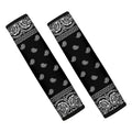 Black And White Paisley Bandana Print Car Seat Belt Covers