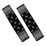 Black And White Paisley Bandana Print Car Seat Belt Covers