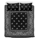 Black And White Paisley Bandana Print Duvet Cover Bedding Set