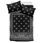 Black And White Paisley Bandana Print Duvet Cover Bedding Set