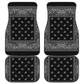 Black And White Paisley Bandana Print Front and Back Car Floor Mats