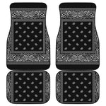 Black And White Paisley Bandana Print Front and Back Car Floor Mats