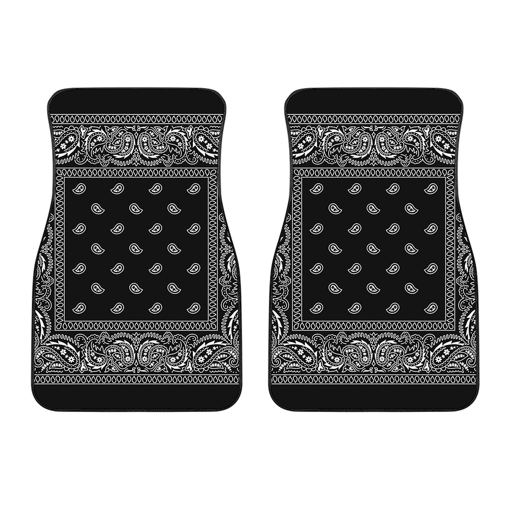 Black And White Paisley Bandana Print Front Car Floor Mats
