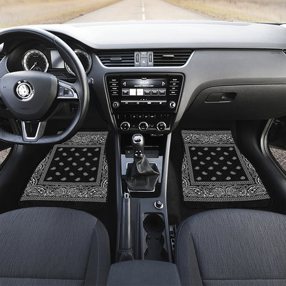 Black And White Paisley Bandana Print Front Car Floor Mats