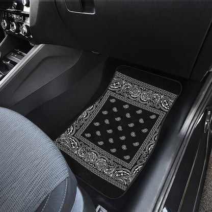 Black And White Paisley Bandana Print Front Car Floor Mats