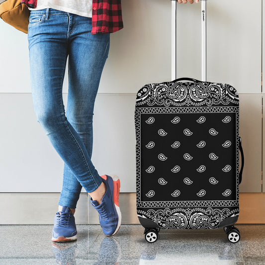Black And White Paisley Bandana Print Luggage Cover