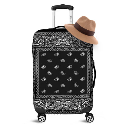 Black And White Paisley Bandana Print Luggage Cover