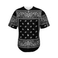 Black And White Paisley Bandana Print Men's Baseball Jersey