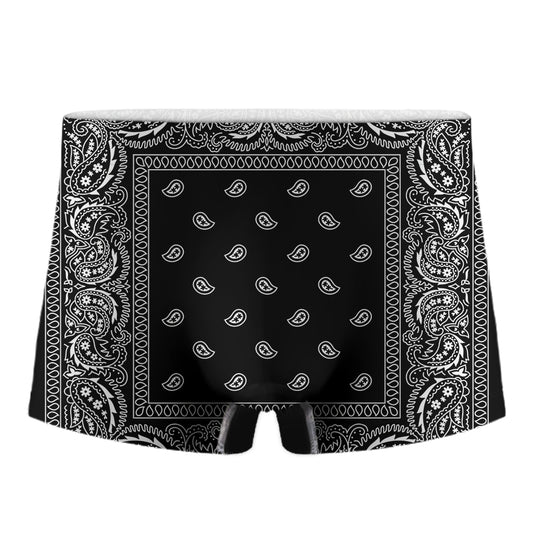 Black And White Paisley Bandana Print Men's Boxer Briefs