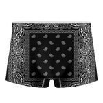 Black And White Paisley Bandana Print Men's Boxer Briefs
