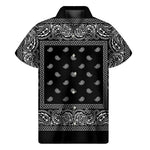 Black And White Paisley Bandana Print Men's Short Sleeve Shirt