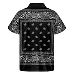 Black And White Paisley Bandana Print Men's Short Sleeve Shirt