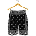 Black And White Paisley Bandana Print Men's Shorts