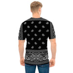 Black And White Paisley Bandana Print Men's T-Shirt