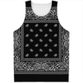 Black And White Paisley Bandana Print Men's Tank Top