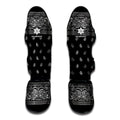 Black And White Paisley Bandana Print Muay Thai Shin Guards