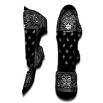 Black And White Paisley Bandana Print Muay Thai Shin Guard