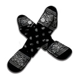 Black And White Paisley Bandana Print Muay Thai Shin Guard