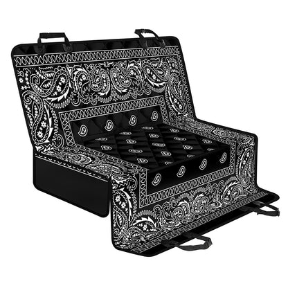 Black And White Paisley Bandana Print Pet Car Back Seat Cover