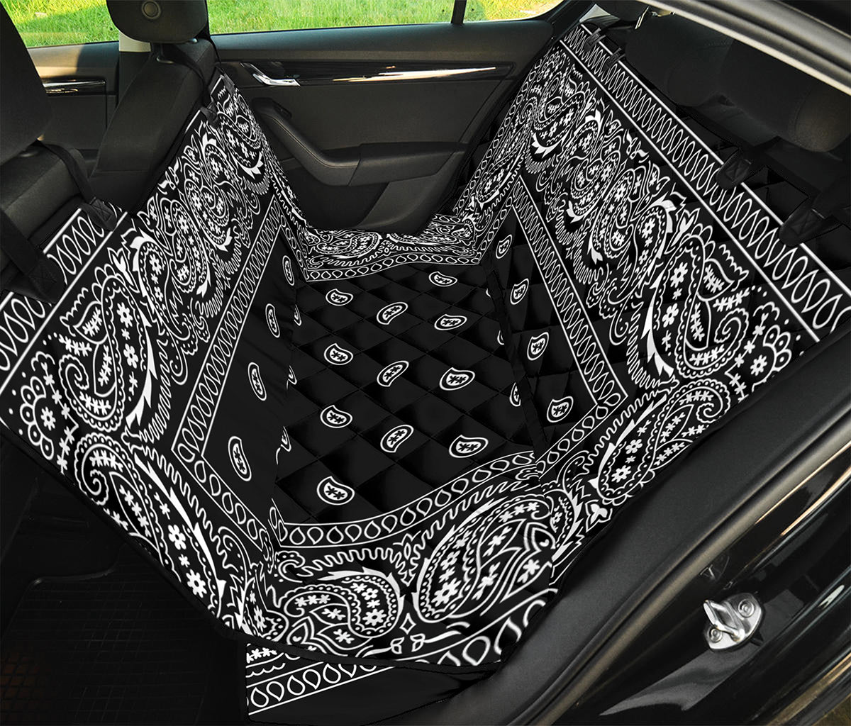 Black And White Paisley Bandana Print Pet Car Back Seat Cover