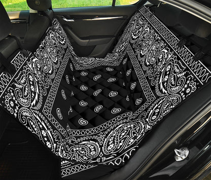 Black And White Paisley Bandana Print Pet Car Back Seat Cover