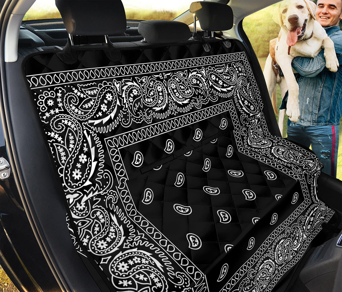 Black And White Paisley Bandana Print Pet Car Back Seat Cover