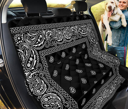 Black And White Paisley Bandana Print Pet Car Back Seat Cover