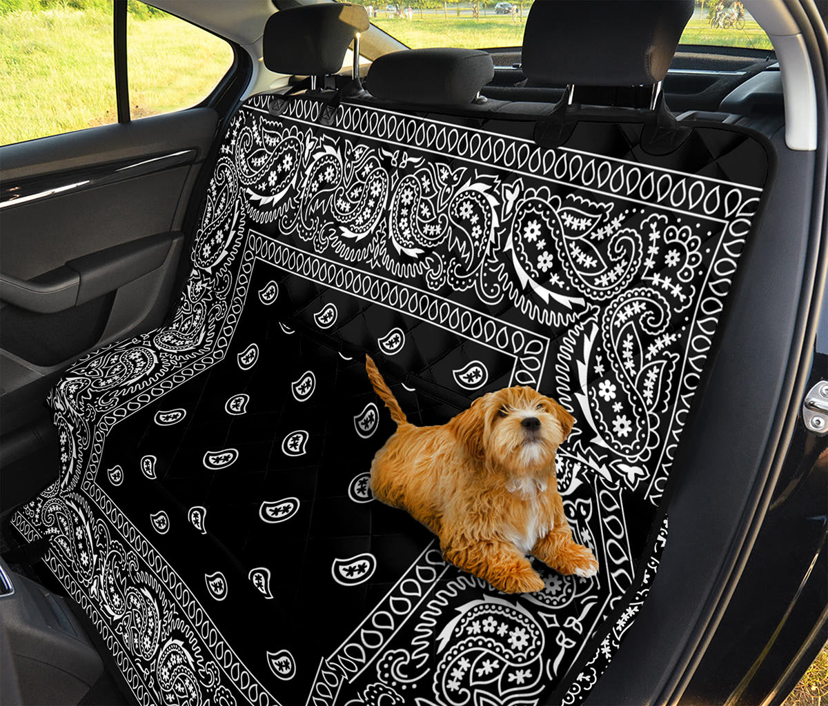 Black And White Paisley Bandana Print Pet Car Back Seat Cover