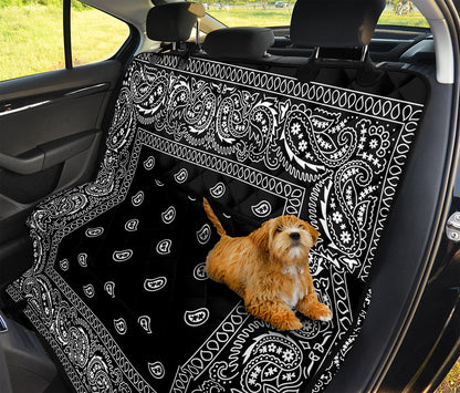 Black And White Paisley Bandana Print Pet Car Back Seat Cover