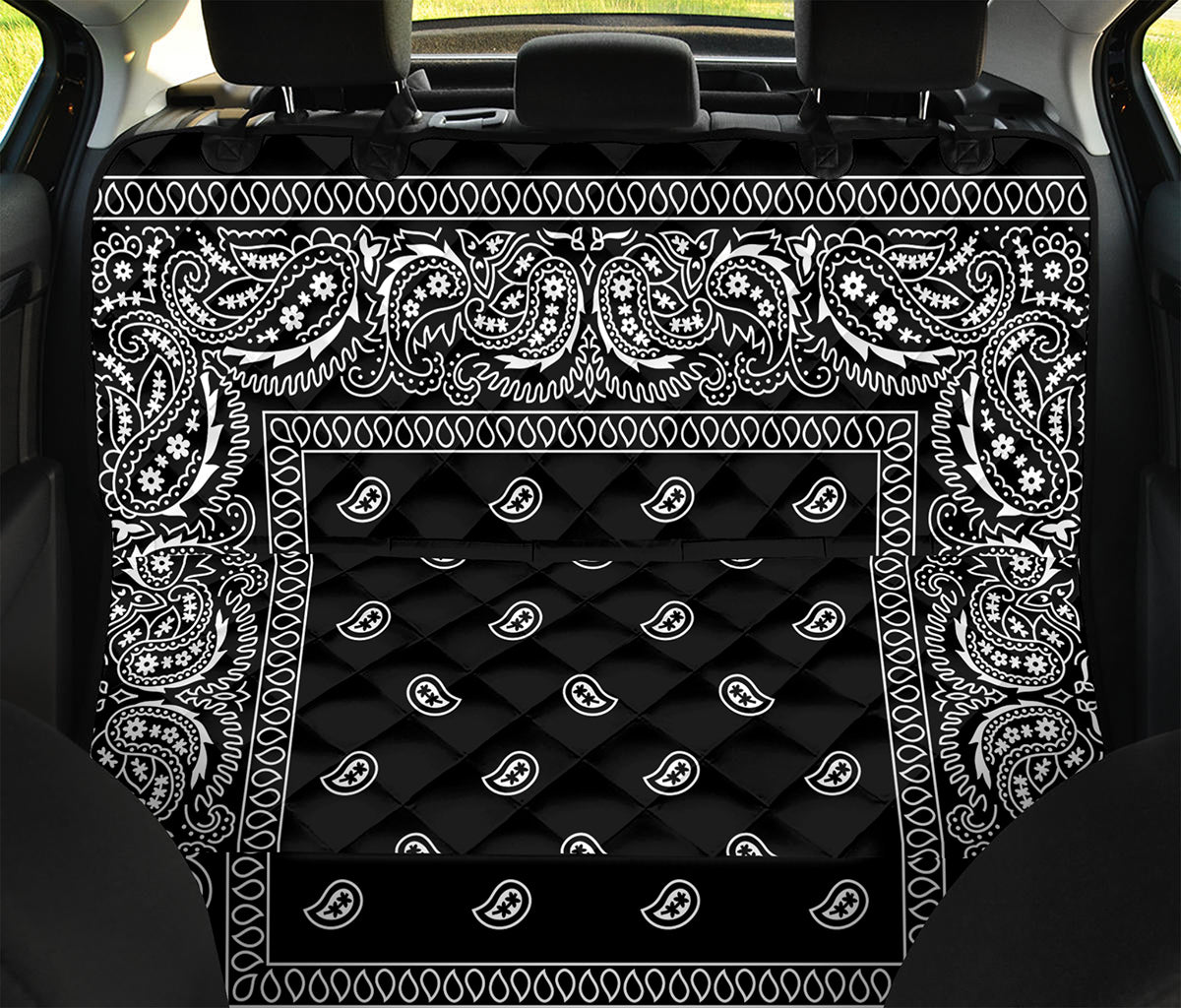 Black And White Paisley Bandana Print Pet Car Back Seat Cover
