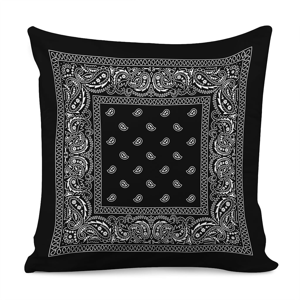 Black And White Paisley Bandana Print Pillow Cover