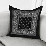 Black And White Paisley Bandana Print Pillow Cover