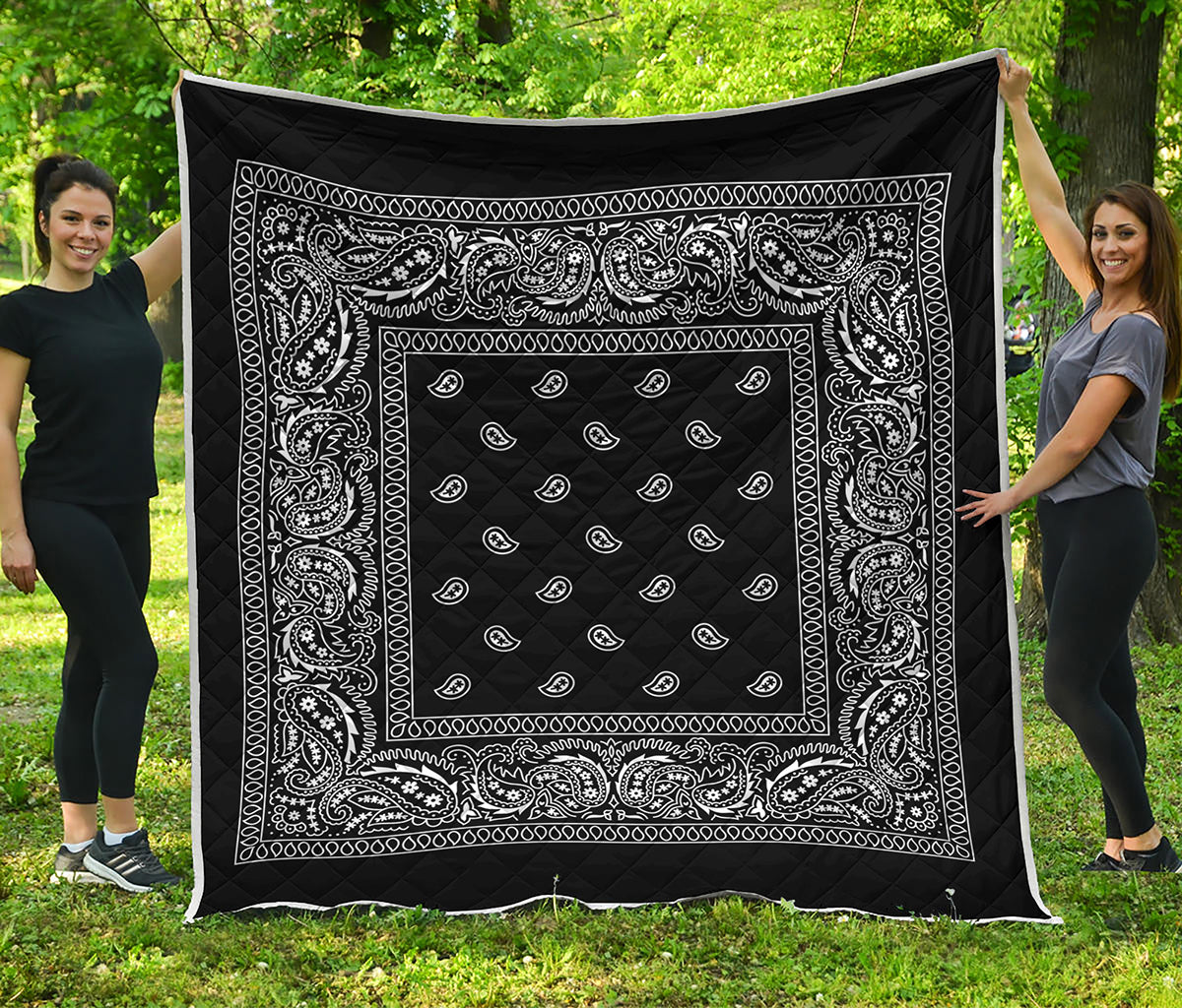 Black And White Paisley Bandana Print Quilt