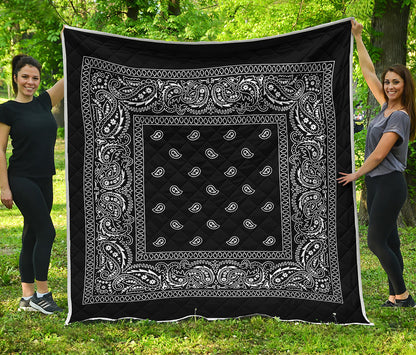 Black And White Paisley Bandana Print Quilt