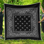 Black And White Paisley Bandana Print Quilt