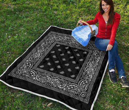 Black And White Paisley Bandana Print Quilt