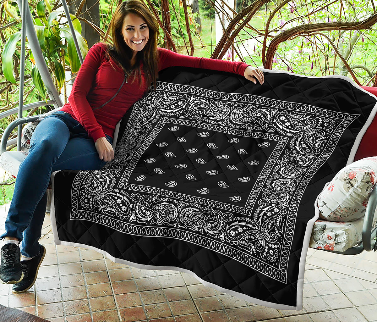 Black And White Paisley Bandana Print Quilt
