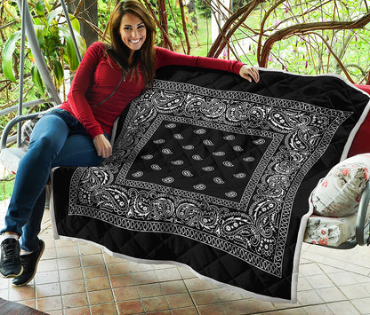 Black And White Paisley Bandana Print Quilt