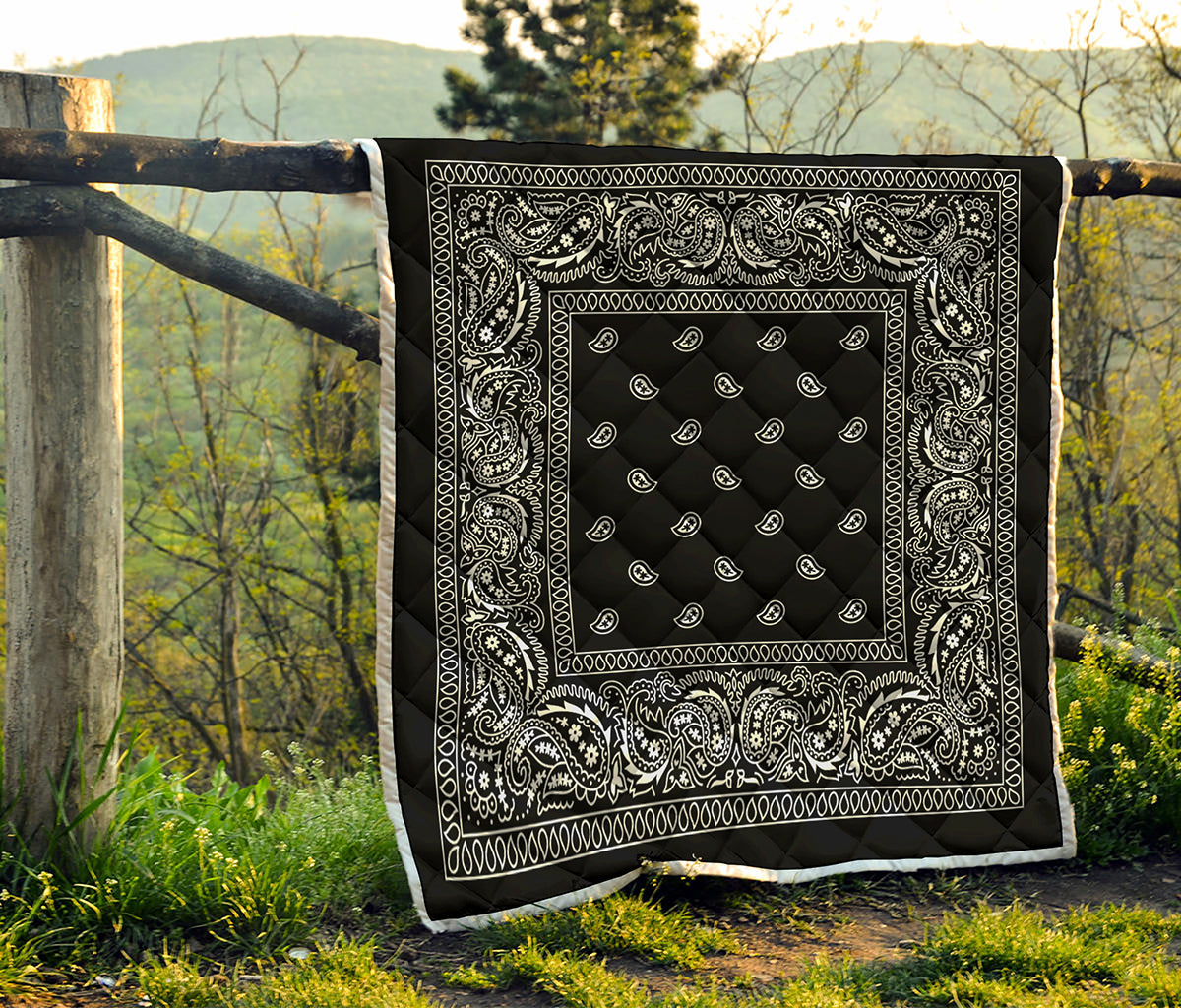 Black And White Paisley Bandana Print Quilt